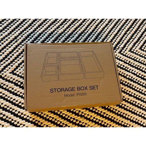 New 5-Piece Bamboo Drawer Organizer Set, Multi-use Storage Box Set, Varied Sizes - Picture 2 of 2